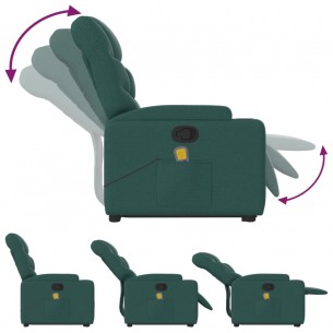 Fauteuil inclinable de massage Vert foncé Tissu