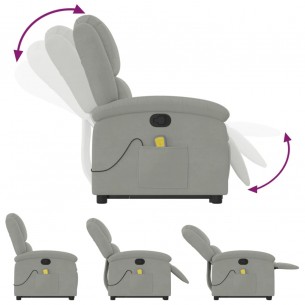 Fauteuil de massage inclinable Gris clair Velours