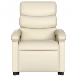 Fauteuil inclinable de massage électrique crème similicuir