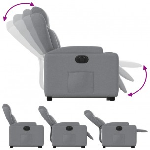 Fauteuil inclinable électrique gris clair tissu