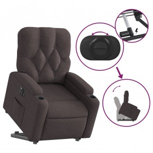 Fauteuil inclinable électrique marron foncé tissu