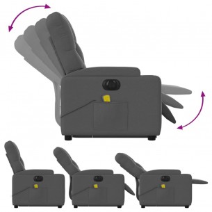 Fauteuil inclinable de massage électrique Gris foncé Tissu