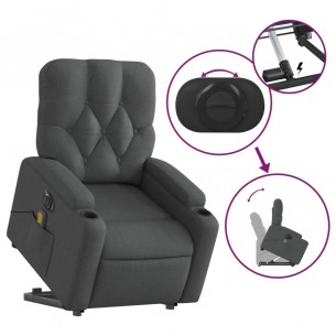 Fauteuil inclinable de massage électrique Gris foncé Tissu