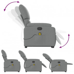 Fauteuil de massage inclinable Gris clair Tissu