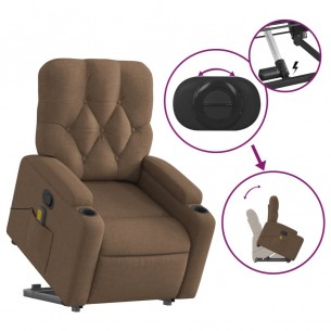 Fauteuil de massage inclinable Marron Tissu