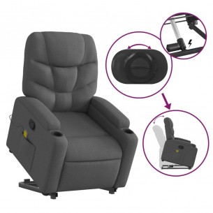 Fauteuil de massage inclinable Gris foncé Tissu
