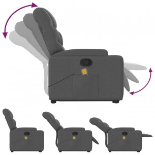 Fauteuil de massage inclinable Gris foncé Tissu