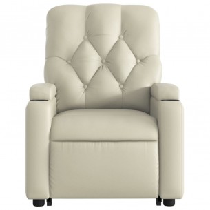 Fauteuil inclinable électrique crème similicuir