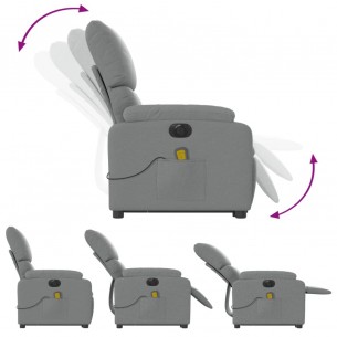 Fauteuil inclinable de massage électrique Gris clair Tissu