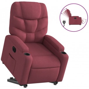Fauteuil inclinable électrique rouge bordeaux tissu