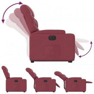 Fauteuil inclinable électrique rouge bordeaux tissu