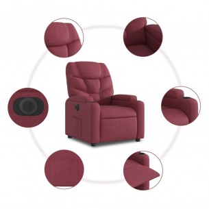 Fauteuil inclinable électrique rouge bordeaux tissu