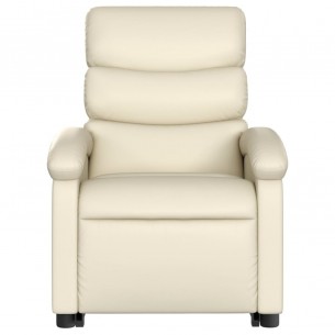 Fauteuil inclinable électrique crème similicuir
