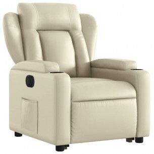 Fauteuil inclinable électrique crème similicuir