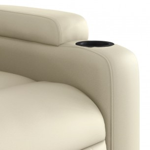 Fauteuil inclinable électrique crème similicuir