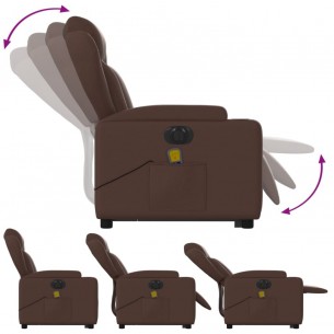 Fauteuil inclinable de massage électrique marron similicuir