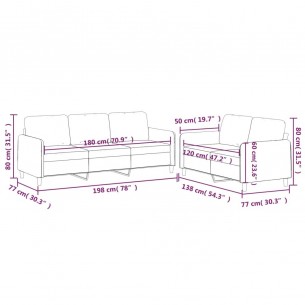 Ensemble de canapés 2 pcs avec coussins Gris foncé Tissu