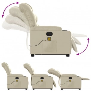 Fauteuil inclinable de massage Crème Similicuir
