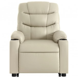 Fauteuil inclinable de massage Crème Similicuir