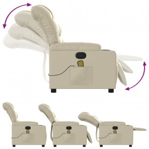 Fauteuil inclinable de massage Crème Similicuir