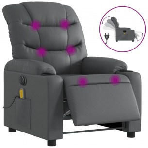 Fauteuil de massage inclinable électrique gris similicuir