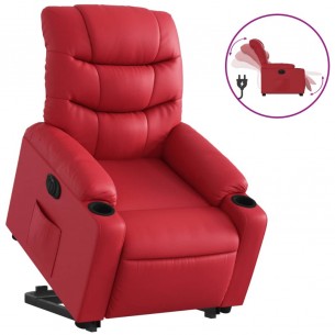 Fauteuil inclinable électrique rouge similicuir
