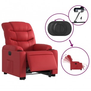 Fauteuil inclinable électrique rouge similicuir