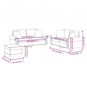 Ensemble de canapés 3 pcs avec coussins noir similicuir