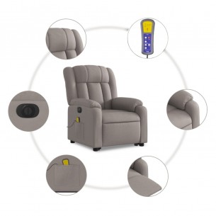 Fauteuil inclinable de massage électrique Taupe Tissu