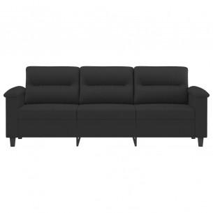 Canapé à 3 places Noir 180 cm Tissu microfibre