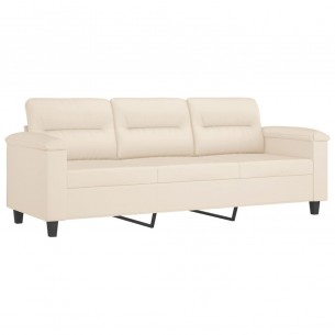 Canapé à 3 places Beige 180 cm Tissu microfibre