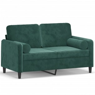 Canapé 2 places avec oreillers vert foncé 120 cm velours