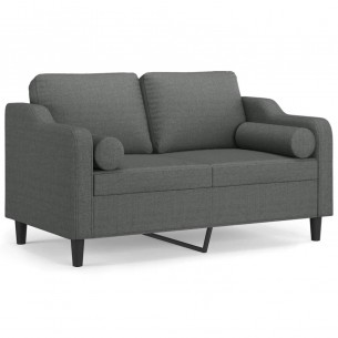 Canapé 2 places avec oreillers gris foncé 120 cm tissu