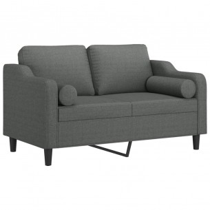 Canapé 2 places avec oreillers gris foncé 120 cm tissu