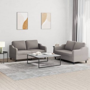 Ensemble de canapés 2 pcs avec coussins Taupe Tissu