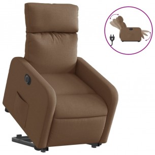 Fauteuil inclinable électrique marron tissu