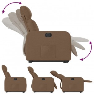 Fauteuil inclinable électrique marron tissu