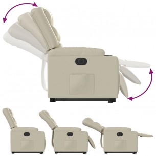 Fauteuil inclinable électrique crème similicuir
