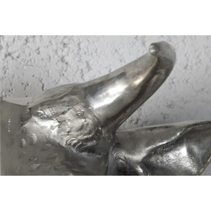 Trophée mural 65 cm en tête de taureau en aluminium argenté