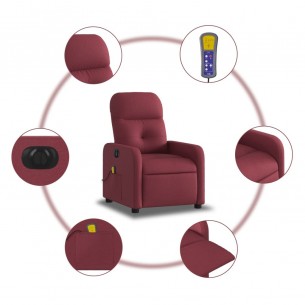 Fauteuil de massage inclinable électrique Rouge bordeaux Tissu