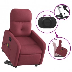 Fauteuil inclinable de massage électrique Rouge bordeaux Tissu
