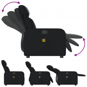 Fauteuil de massage inclinable électrique noir similicuir