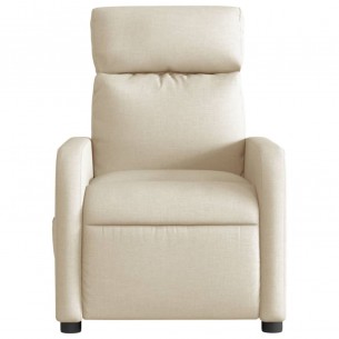 Fauteuil inclinable de massage électrique crème tissu