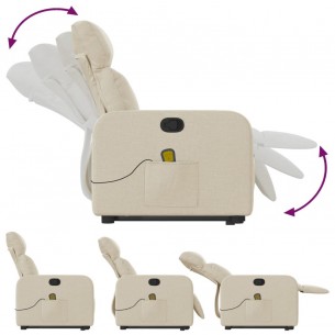 Fauteuil inclinable de massage Crème Tissu