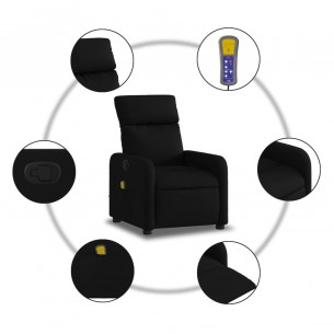 Fauteuil de massage inclinable Noir Tissu