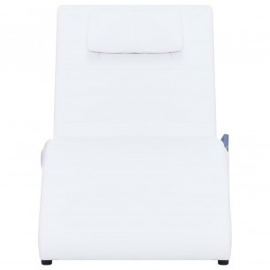 Chaise longue de massage avec oreiller Blanc Similicuir