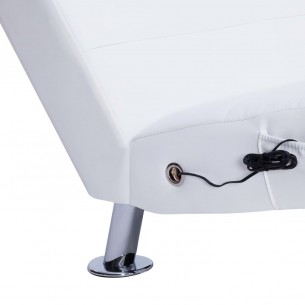 Chaise longue de massage avec oreiller Blanc Similicuir