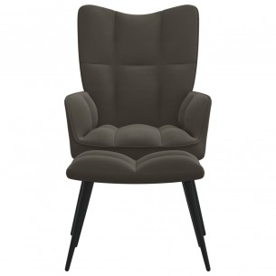 Chaise de relaxation avec repose-pied Gris foncé Velours