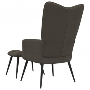Chaise de relaxation avec repose-pied Gris foncé Velours