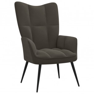 Chaise de relaxation avec repose-pied Gris foncé Velours
